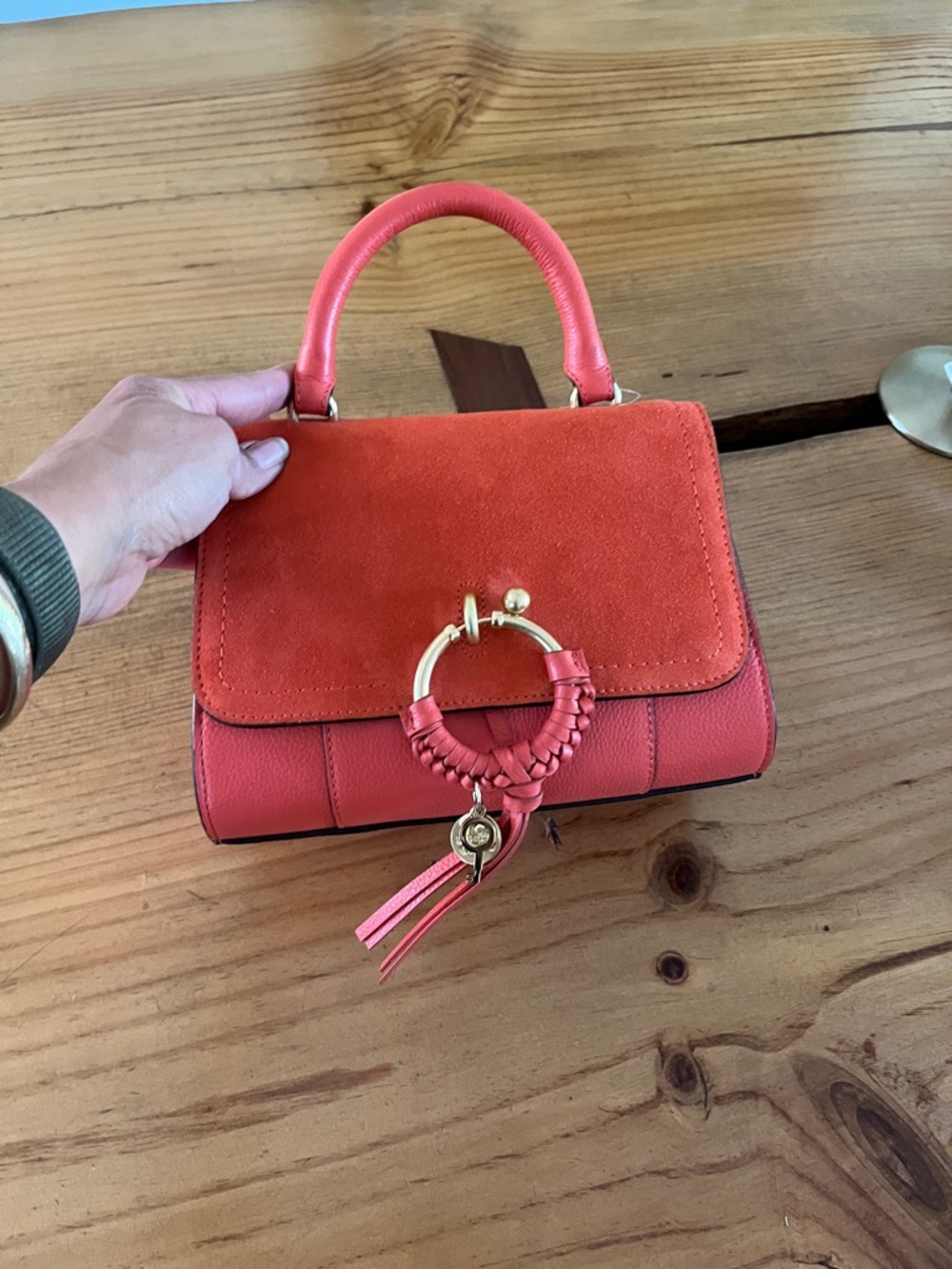See By Chloé Coral Suede & Leather Top-Handle Satchel